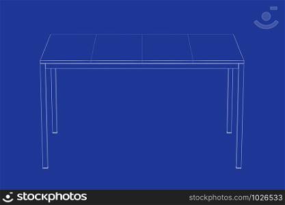 3d wire-frame model of dining table