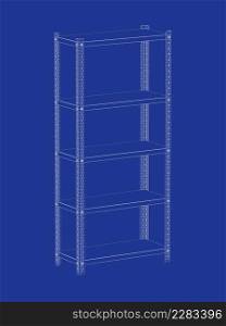 3D wire-frame model of metal shelving unit