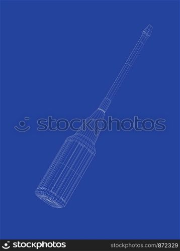3d wire-frame model of screwdriver