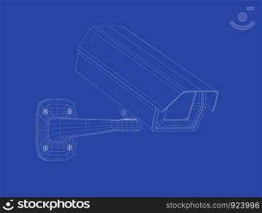 3d wire-frame model of security camera