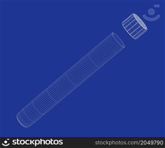 3d wire-frame model of test tube with cap