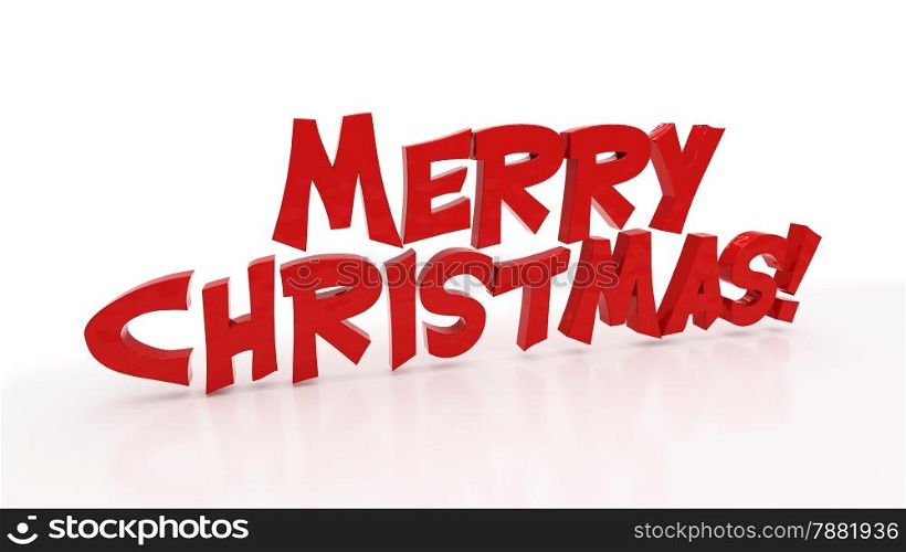 3d words Merry Christmas on white background