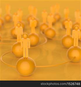3d yellow human social network and leadership as concept
