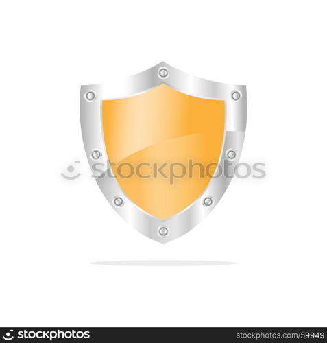 3D Yellow security shield on a white background