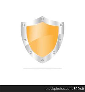 3D Yellow security shield on a white background