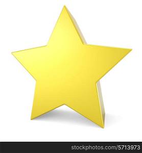 3D yellow star isolated on white background.