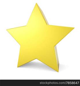 3D yellow star isolated on white background.