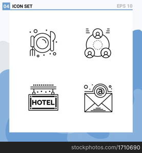 4 Line concept for Websites Mobile and Apps cafe, travel, company, people, email Editable Vector Design Elements