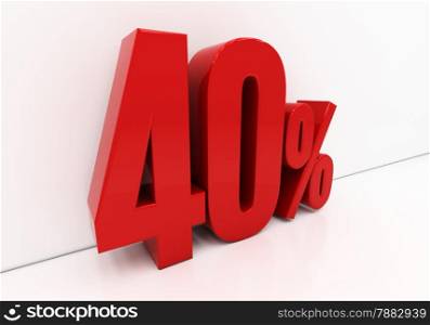40 percent off. Discount 40. 3D illustration