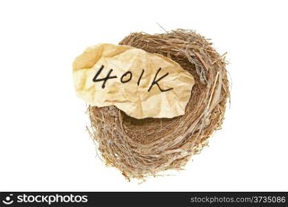401k concept word in bird nest