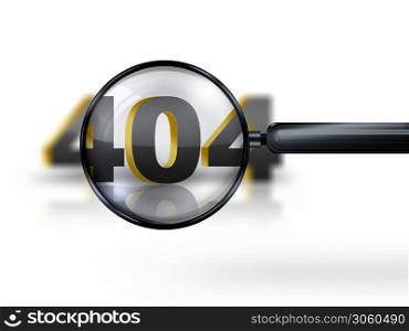 404 Error - Conceptual image with magnifying glass