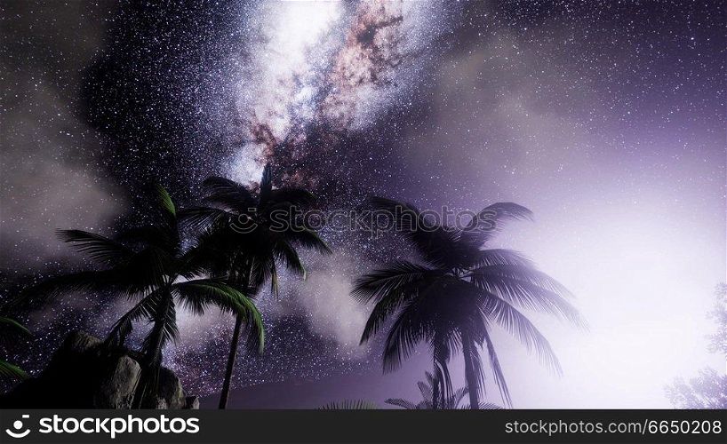 4K Astro of Milky Way Galaxy over Tropical Rainforest. Elements of this image furnished by NASA. 4K Astro of Milky Way Galaxy over Tropical Rainforest.