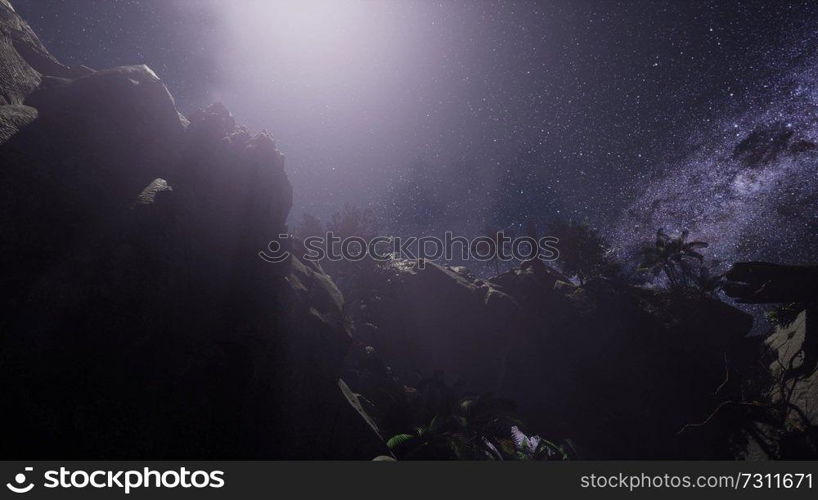 4K Astrophotography star trails over sandstone canyon walls