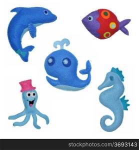 5 Felt toys sea animals