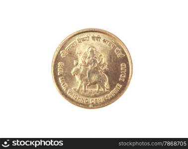 5 indian rupees coin isolated on white background