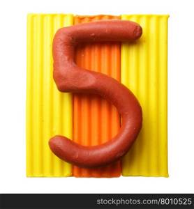 5 - Plasticine digits isolated over the white background