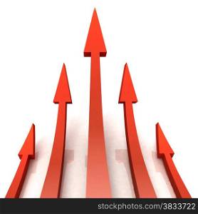 5 Red Arrows Showing Progress Aim Target