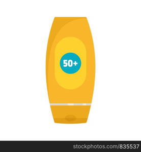 50 sun protection creme icon. Flat illustration of 50 sun protection creme vector icon for web isolated on white. 50 sun protection creme icon, flat style