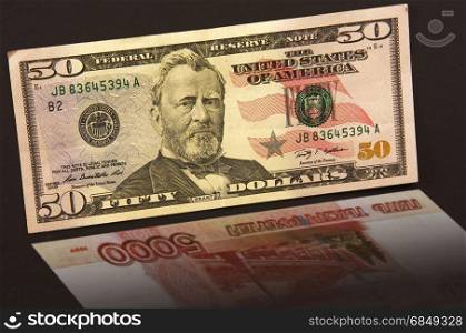 50 US dollars recorded in the 5000 Russian rubles