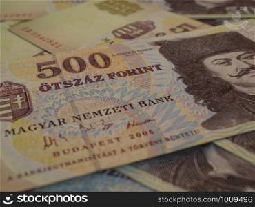 500 Hungarian Forints, business background. HUF. Closeup photo. Money of Hungary, financial background. HUF. Macro shot