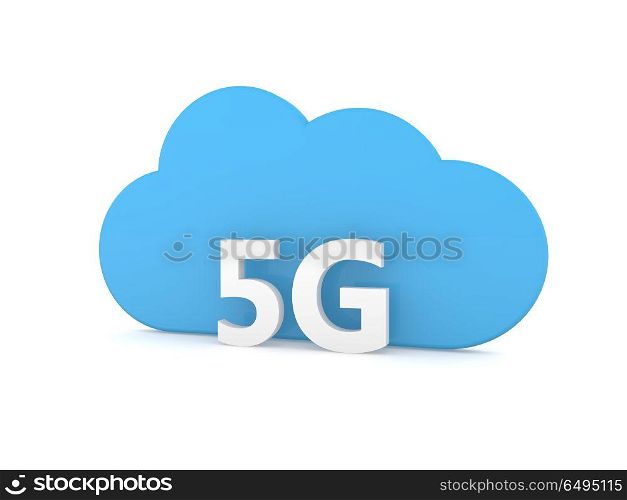 5G cloud symbol of internet connection. . 5G cloud symbol of internet connection. 3d render illustration.