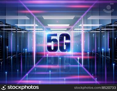 5G conceptual modern and futuristic information technologies and business illustration