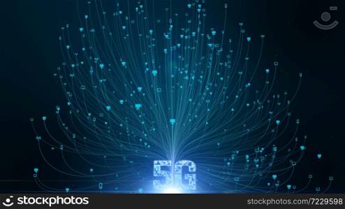 5G connectivity of digital data and conceptual futuristic information technology of internet of things IOT big data cloud computing using artificial intelligence AI