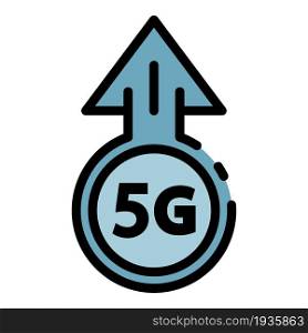 5G speed icon. Outline 5G speed vector icon color flat isolated. 5G speed icon color outline vector