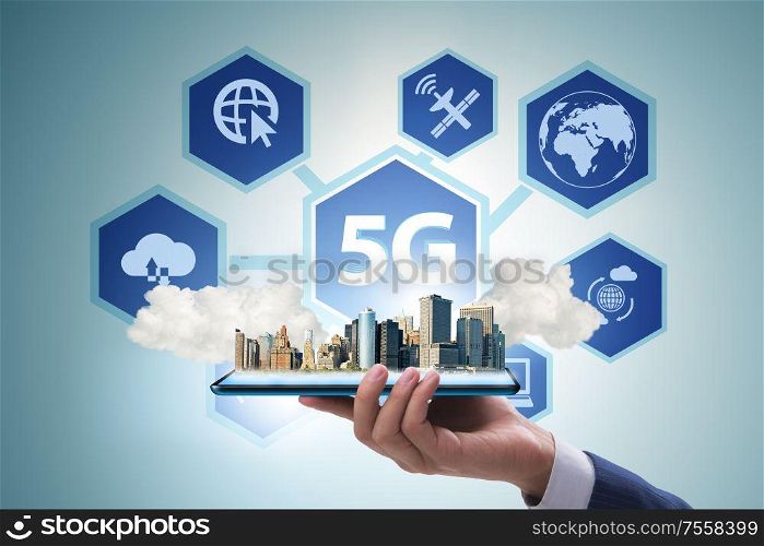 5G technology concept - high internet speed. 5G mobile technology concept - high internet speed