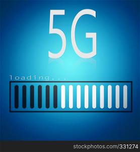 5G word with blue loading bar, 3D rendering