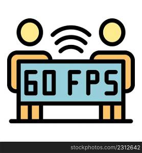 60 fps stream icon. Outline 60 fps stream vector icon color flat isolated. 60 fps stream icon color outline vector