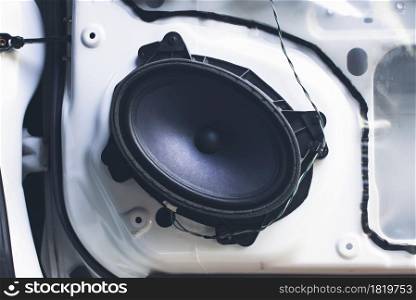 6x8 inch speaker on car door panel of the car sound system