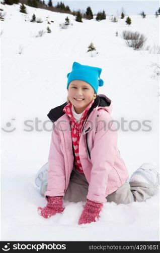 7 Year Old Girl On Winter Vacation