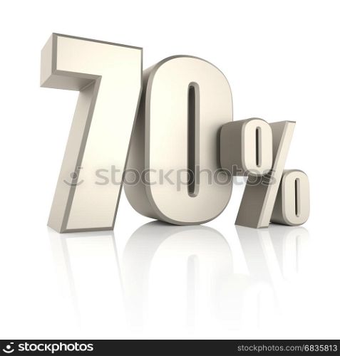 70 percent isolated on white background. 3d render