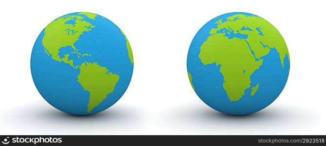 7000 px two hemispheres of a globe (highres 3d isolated objects on white background series)