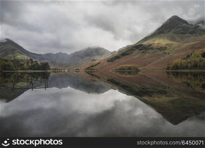 71918604 - stunning autumn fall landscape image of lake buttermere in lake district england