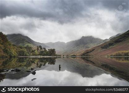 71918624 - stunning autumn fall landscape image of lake buttermere in lake district england