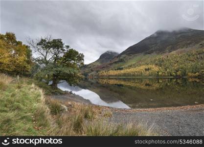 72188663 - stunning autumn fall landscape image of lake buttermere in lake district england