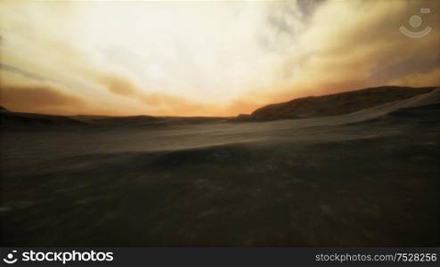 8K Desert sunset with bright color clouds