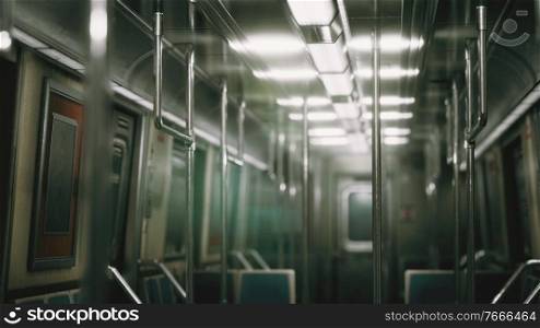 8k Inside of the old non-modernized subway car in USA