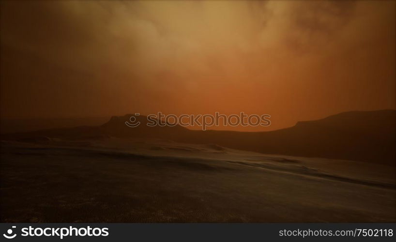 8K Sandstorm in desert at sunset