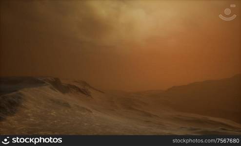 8K Sandstorm in desert at sunset