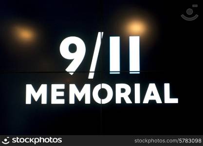 9/11 memorial sign, Manhattan, New York City, New York State, USA