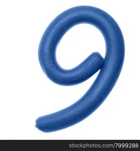 9 - Plasticine digits isolated over the white background