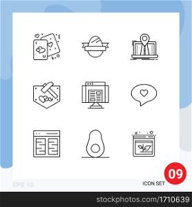 9 Thematic Vector Outlines and Editable Symbols of mustache, fathers, holidays, day, gps Editable Vector Design Elements
