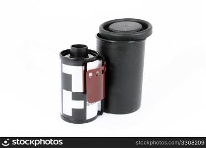 A 35 mm negative isolated on a white background