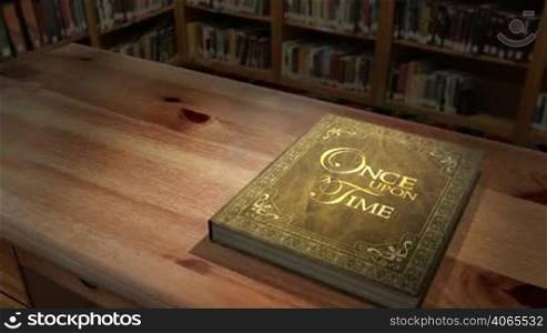 ""A 3d animated storybook on a table opens to blank pages, allowing you to overlay your own photos, graphics or text. ""