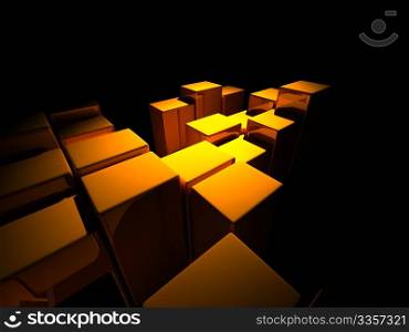 a 3d architectural structure on black background