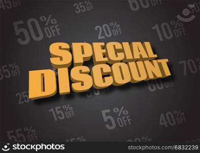 A 3D illustration of words Special Discount