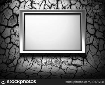 A 3d metal frame on grunge background